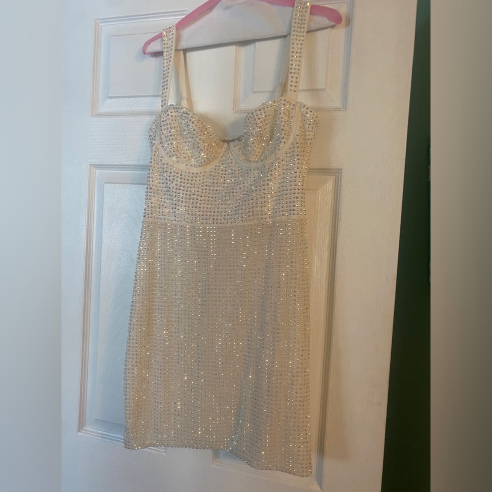 Oh Polly Ines White Sparkly Dress